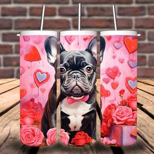 20oz Tumbler - Frenchie dog - Valentines day- personalised - love
