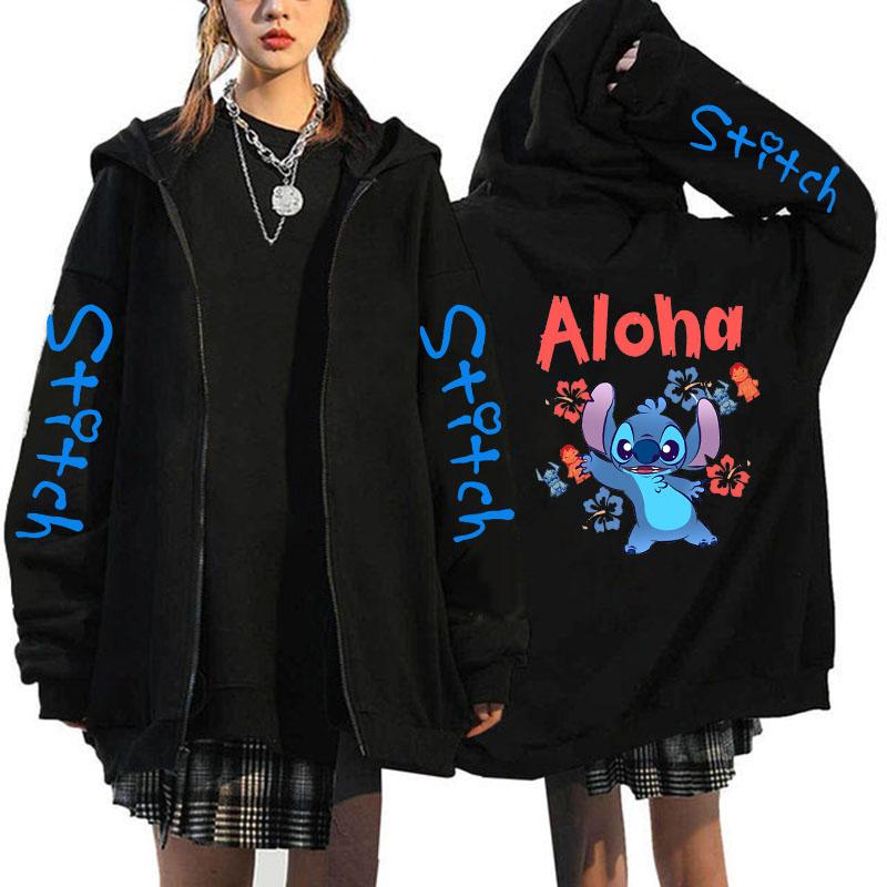 Product Introduction of Oversized Y2k Zip-up Hoodie  Women's Lilo & Stitch Costume Winter Clothes Woman Long Sleeve Warm Jacket Zip-up Street Tops 10