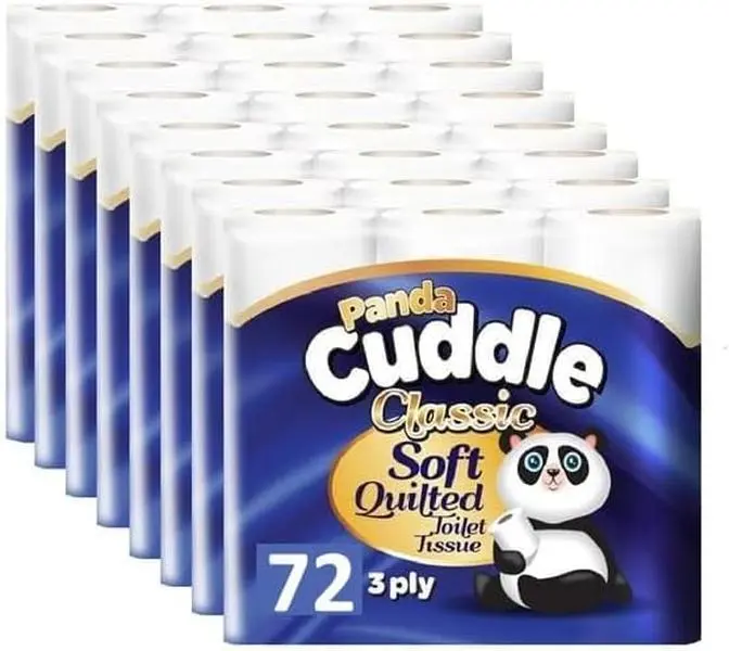 Panda Cuddle Soft Quilted Toilet Rolls, Super Quality Classic 3 Ply Toilet Tissue Unscented, Provide Ultimate Quilted Comfort - 72 Rolls Wipes Sheets deodorant kitchen