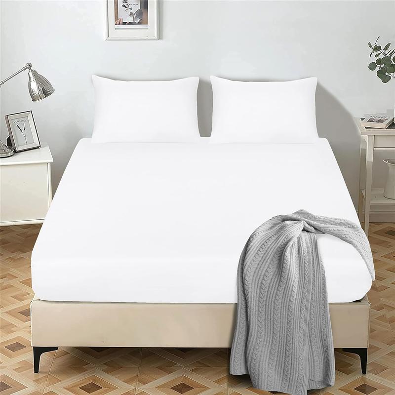 Microfiber Fitted Bed Sheet 26cm Extra Deep Pocket Fitted Bed Sheet Silky Soft Comfy &Breathable Luxury for All Uk Size Thick Mattress Available In 10 Different Color 1