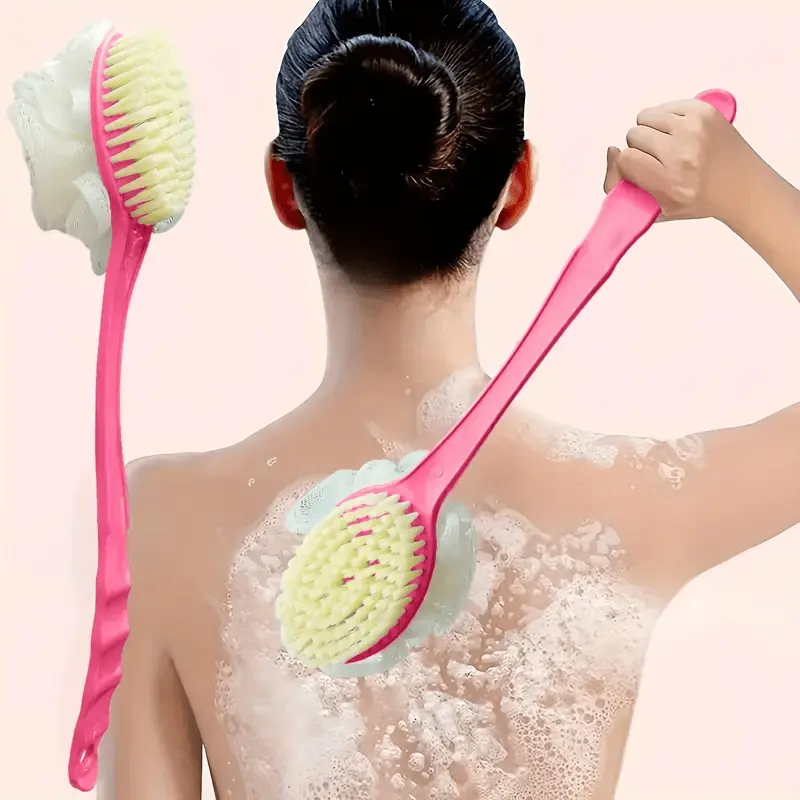 Shower Body Brushes with Bristles and Loofah, Back Scrubbers Bath Mesh Sponge for Exfoliating Skin, Men and Women - Personal Care