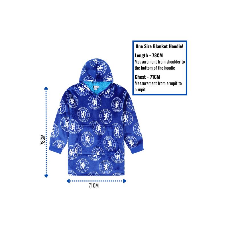 Boys Chelsea Football Club Fully Lined Luxury Fleece Oversized Hoodie Blue W23 4