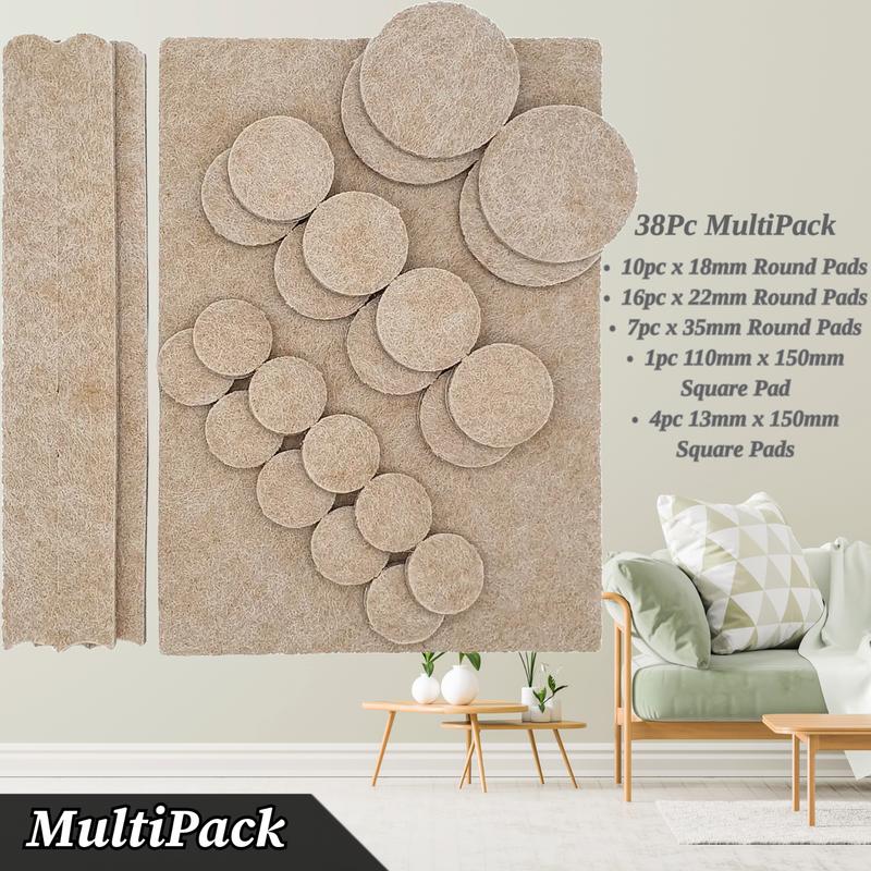 SELF ADHESIVE FELT STICKY PADS SQUARE ROUND WOOD FLOOR FURNITURE PROTECTORS 39pc 3