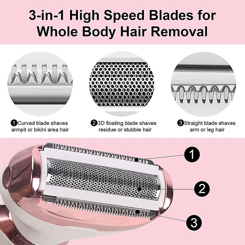 4 in 1 Painless Electric Lady Shaver Rechargeable Facial Hair Remover for Women 7