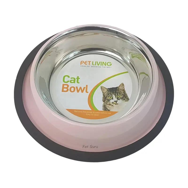 Pet Living Cat feeding Bowls Stainless Steel Food Water Feeder For Pet Dog Cat Pink Blue 4