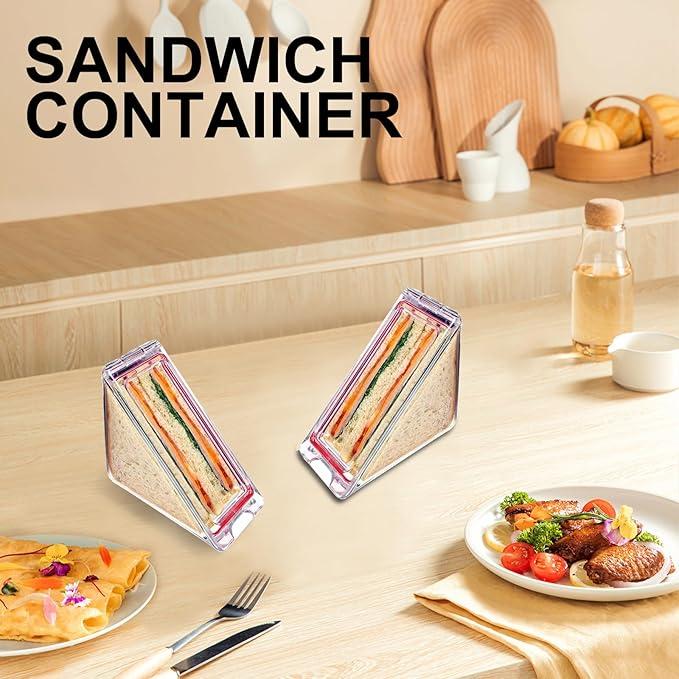 2 PCS Transparent Sandwich Container, Reusable Triangle Sandwich Container with Lids, Portable, Larger Upgraded Version Kitchen Utensils 1