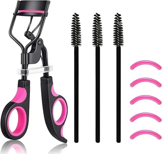 Eyelash Curler, 3 in 1 Lash Curler Kit with 5 Extra Replacement Refill Pads Eyelash Applicator Makeup Tool, Violet Black, 1.0 count Cosmetic