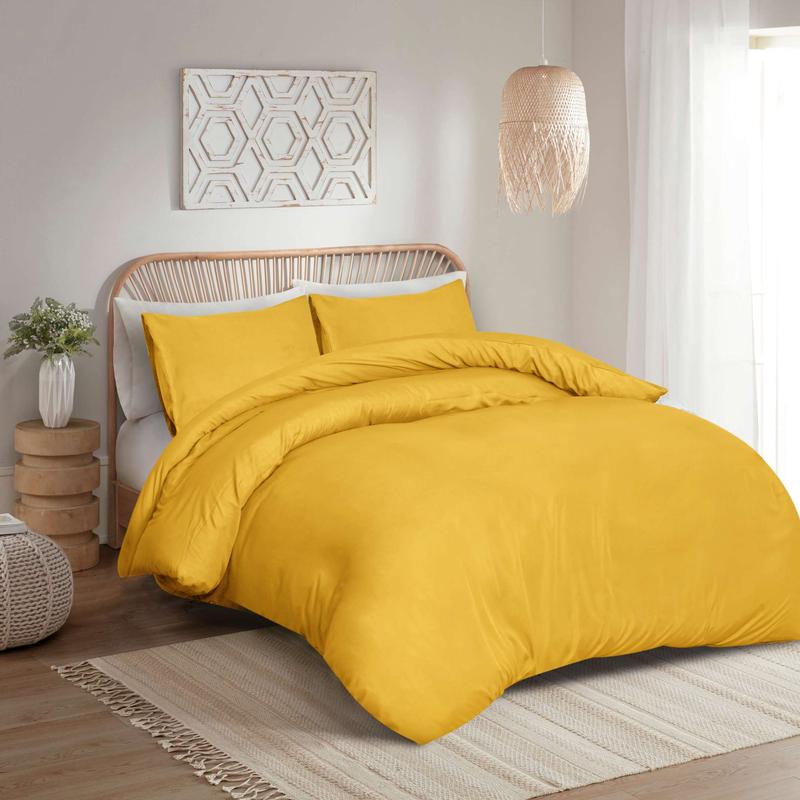 Qatan Plain Duvet Quilt Cover with Pillow Case - Bedding Set Single Double King Size 6