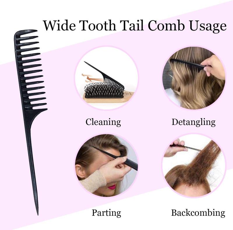 Boar Bristle Hair Brush and Comb Set for Women Men Kids, Best Natural Wooden Paddle Hairbrush and Small Travel Styling Brush for Wet or Dry Hair Detangling Smoothing Massaging 4