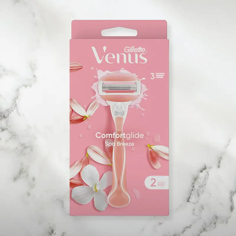 Venus ComfortGlide Spa Breeze 2-in-1 Razor for Women, 3 Refill Blades, Shaving Gel Bars Starter Kit, Ladies Razors Sensitive Skin - Packaging May Vary 4
