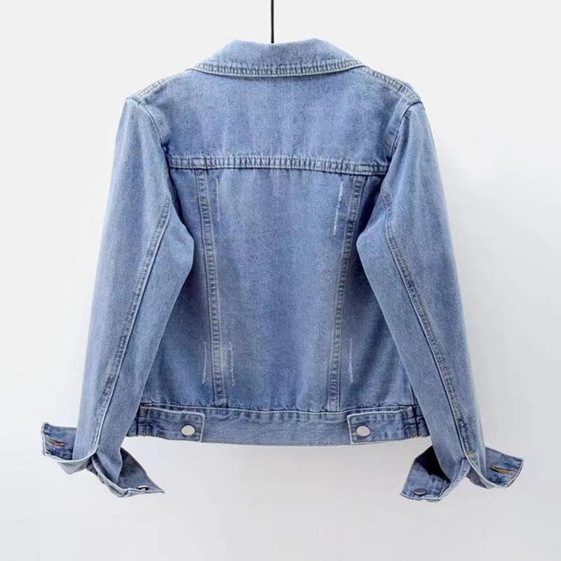 Product Introduction of Women Denim Jacket Single-breasted Chest Flap Pocket Jacket Long Sleeve Slim Short Coat Retro Ladies Denim Jackets Outerwear 10