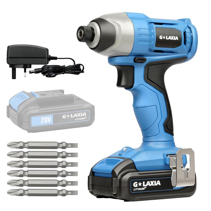 Product Introduction of Rechargeable Impact Driver 20V, Yunirvana Variable Speed (0-2800RPM) Cordless Impact Driver with 6Pcs Screwdriver bits,1.3Ah Battery and Charger，Suitable for Tightening Screws 15