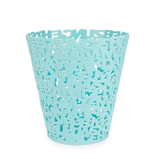 Waste Paper Basket Turquoise Colour Paper Basket Original Letters Design Plastic 0