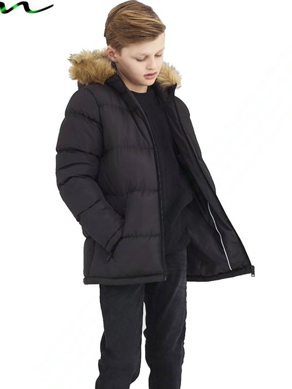 NEW BOYS COATS KIDS BACK TO SCHOOL FUR HOODED PARKA JACKET WINTER WARM COAT SIZE 5