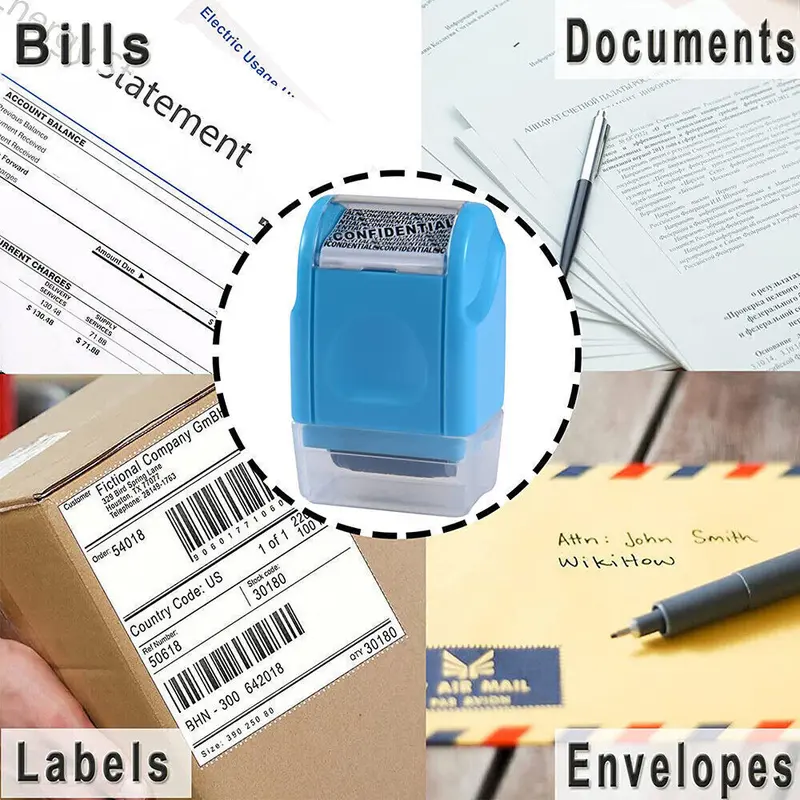 Identity Theft Stamp Identity Guard Roller Stamp Wide Rolling Security Stamp Includ Refills Confidential Stamp Secure Confidential ID Blackout Security Anti Theft and Privacy Safety 6