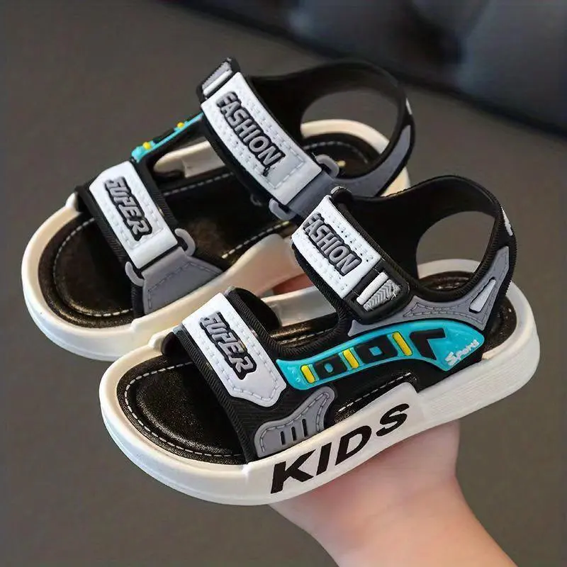 Boys Girls Trendy Hook And Loop Sandals, Wear-resistant Non-Slip Comfy Beach Shoes, Summer 7