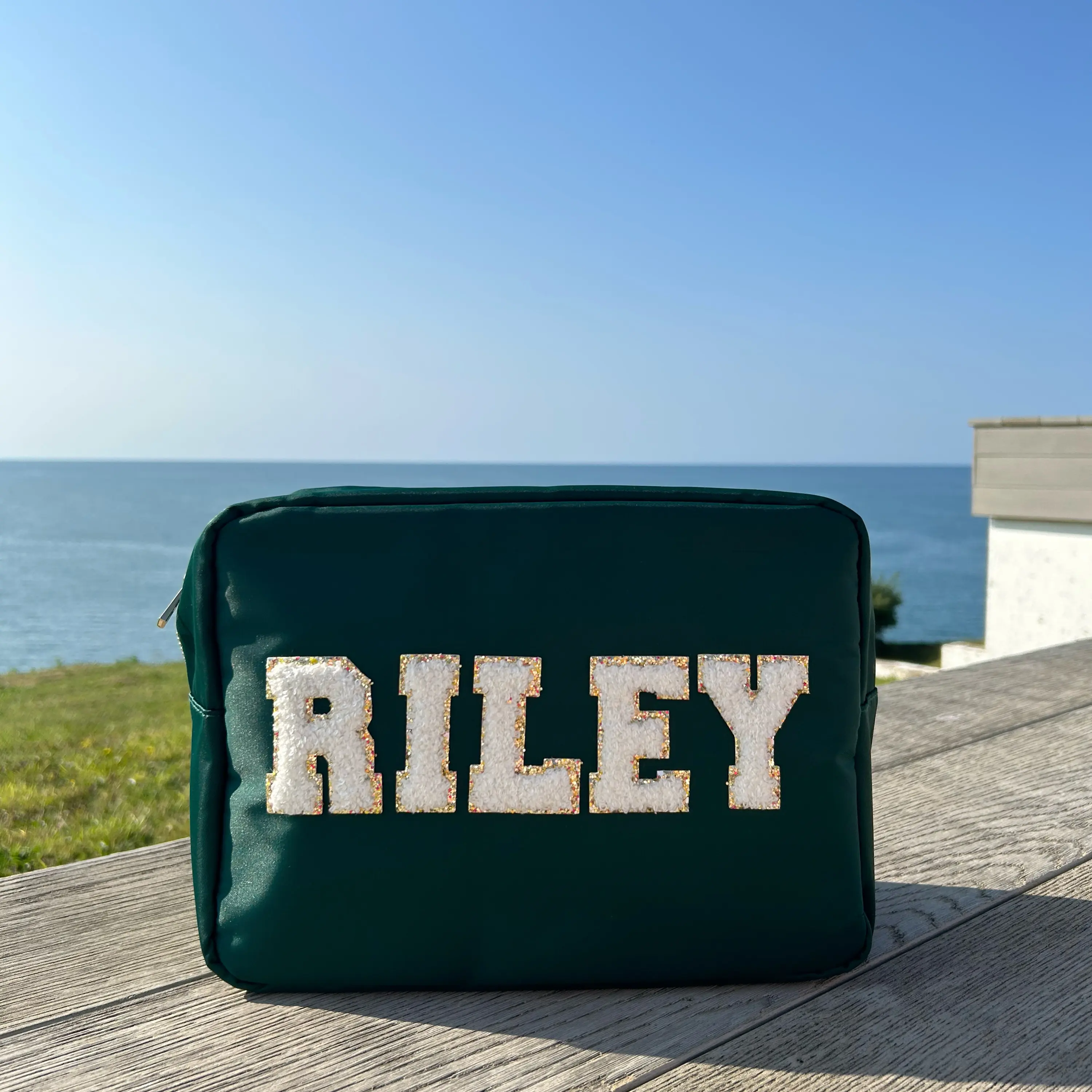 Large Personalised pouch for travel, everyday essentials.