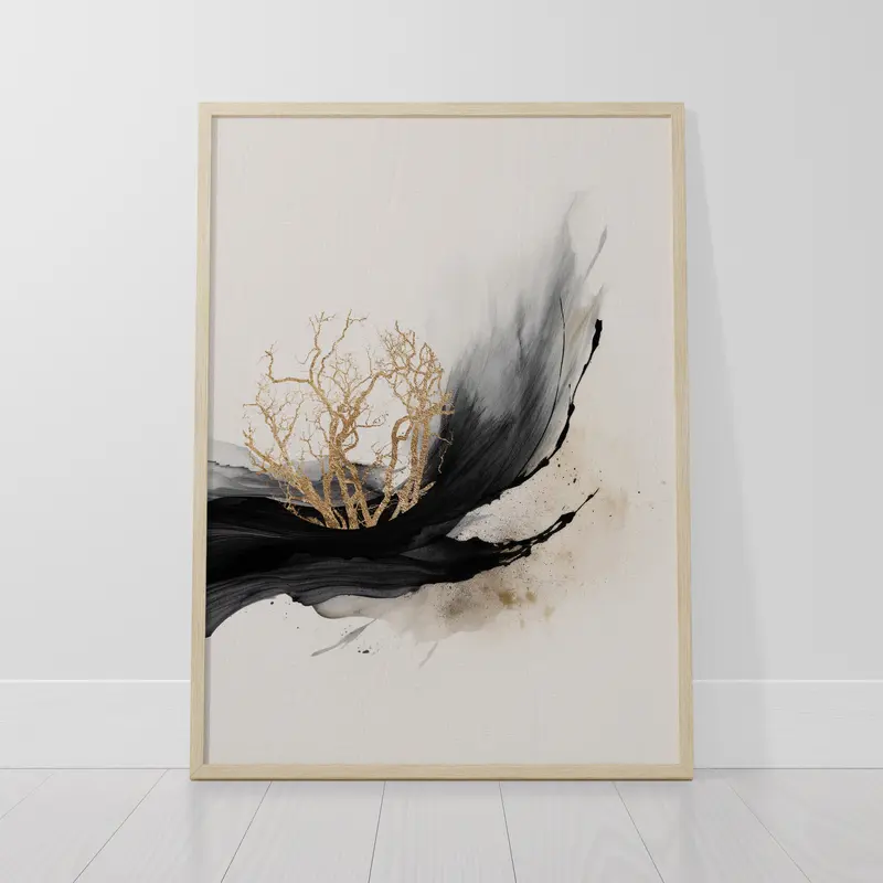 Abstract Wall Art Prints Set of 3 Unframed Black Gold Geometric Contemporary Poster Prints Home Decor 3