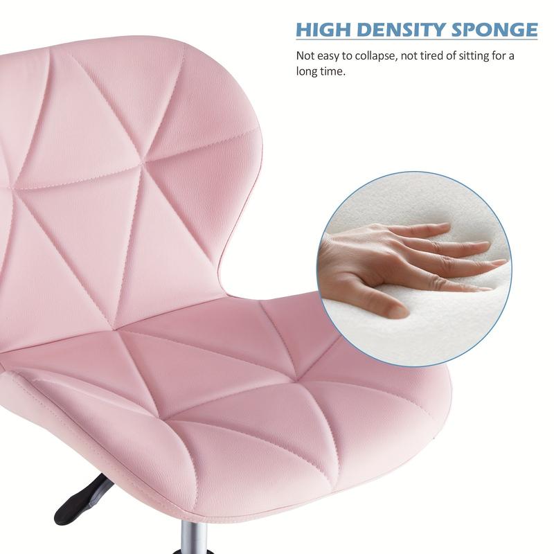 Office Desk Chair Faux Leather Adjustable Computer Chair with Wheels Home Office Chair with Chrome Base Padded Swivel Study Chair for Bedroom 5