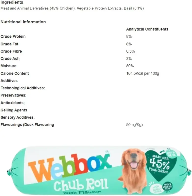 Webbox Chub Variety Dog Food 720g (15 Rolls) - Fresh Meat, Wheat & Grain Free, Complementary Food with Added Herbs - One Week Supply, Made in the UK 5