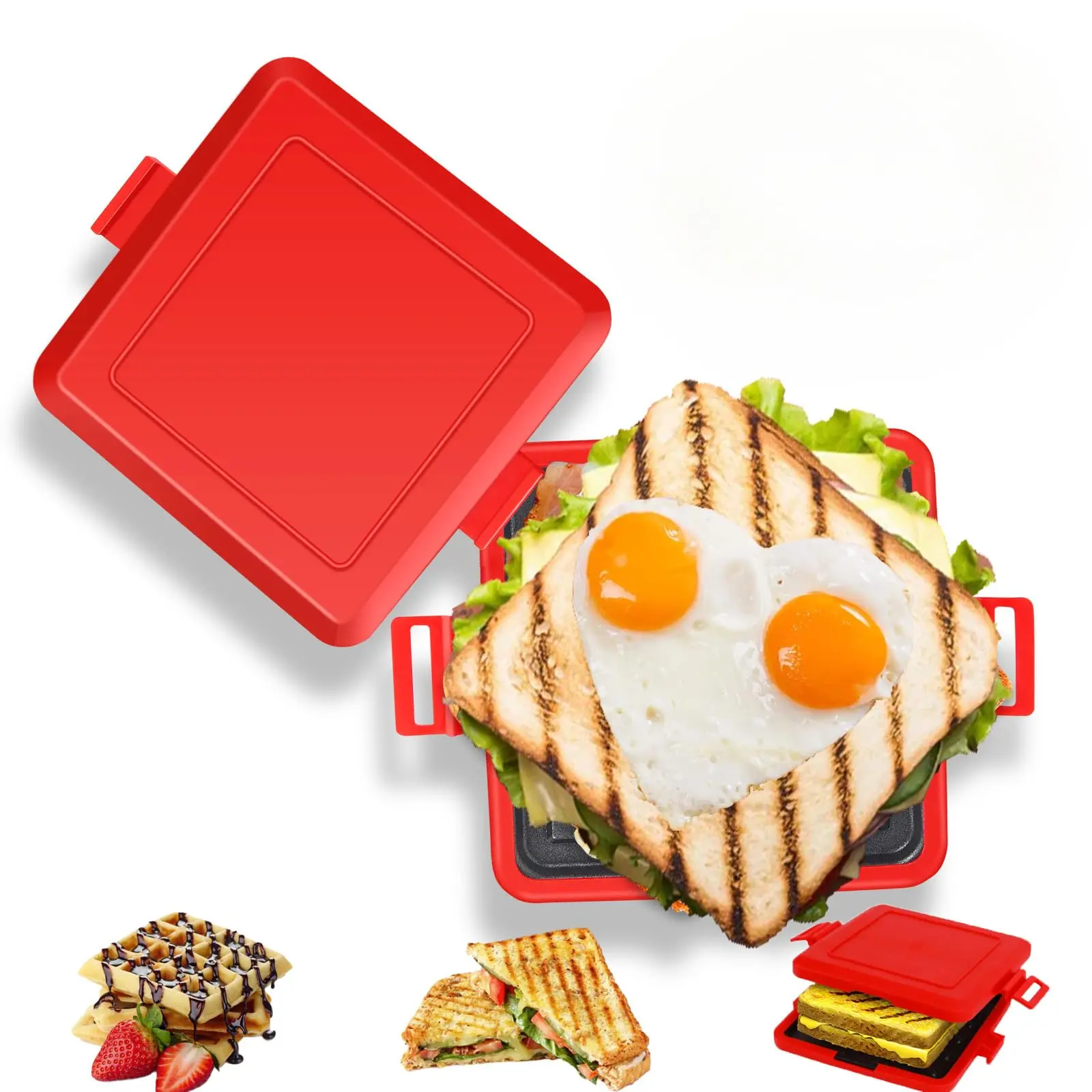 Microwave Toastie Maker, Microwave Toaster Sandwich Maker, Grilled Cheese Maker, Microwave Grill Tray Crisper, NO Electricity, Fast Heat, Dishwasher Safe