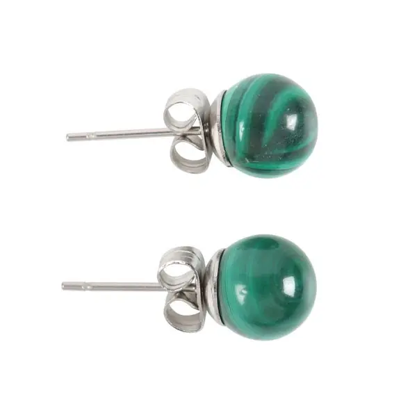 Malachite Semi Precious Crystal Earrings 2