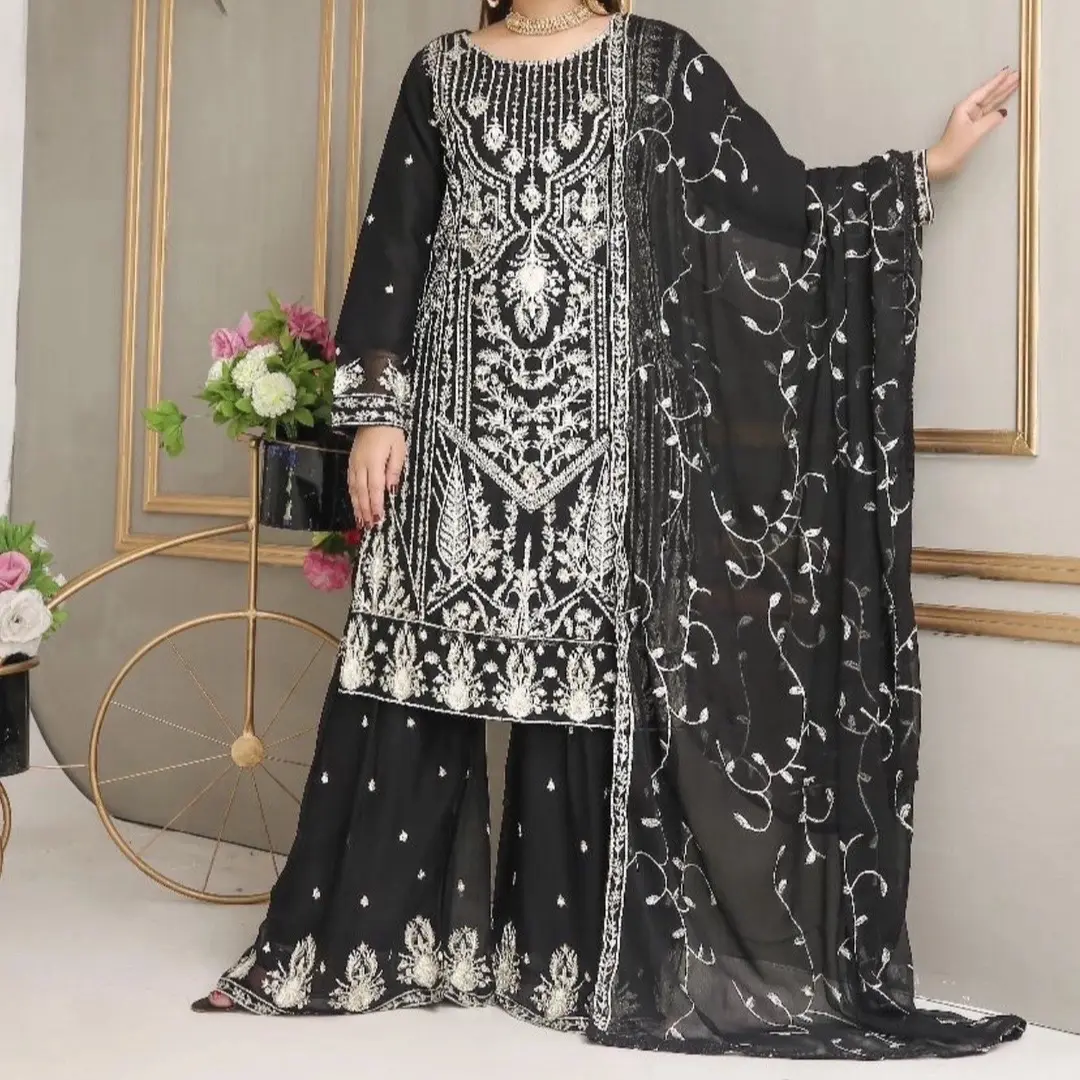 Chiffon sharara suit
