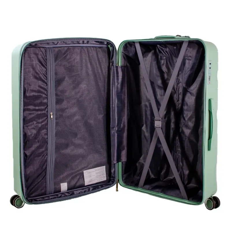 [M&S Bags] EXPANDABLE Polypropylene Hard Shell Zigzag Design 3pcs Set Sizes 20inch”24inch”28inch” Polypropylene Quality Luggage-Lightweight-Expandable-TSA Lock-360 Wheel Rotation-8 Wheels Long Lasting-Colour Bright Candy Mint Green 2