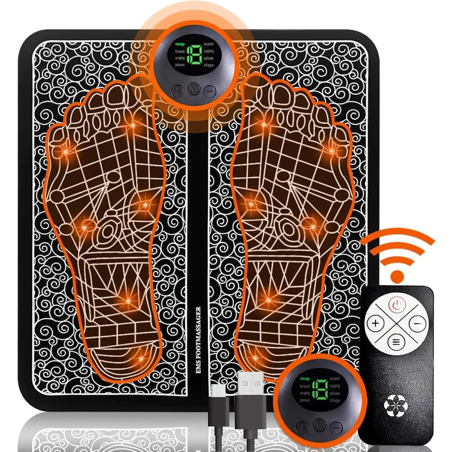 Foot Massager - Electrical Muscle Stimulation for Feet relaxation and Improve Circulation- Relax Your Feet with Rechargeable Foot Massager with Remote Control