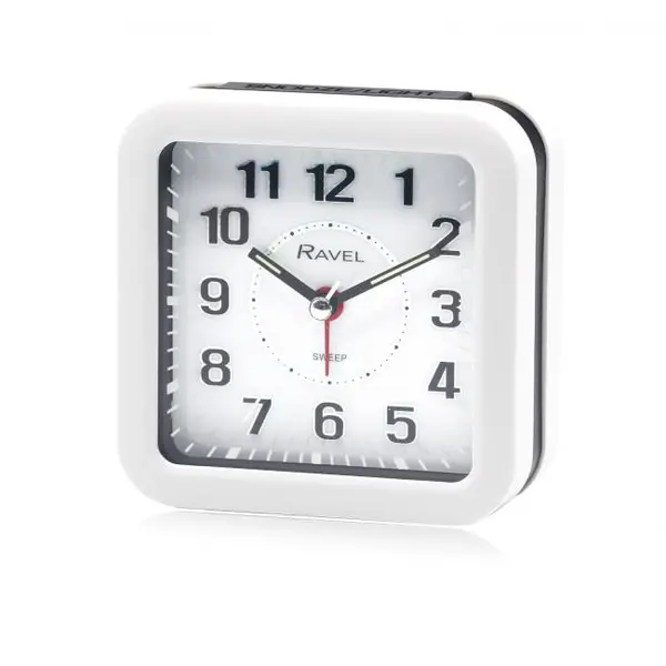 Ravel Square Mid Sized LED Quartz Alarm Clock White RC048.4 0