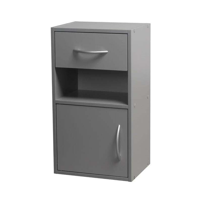 1 Door 1 Drawer Wooden Bedroom Bedside Cabinet Shelf Nightstand Side Table Unit 3