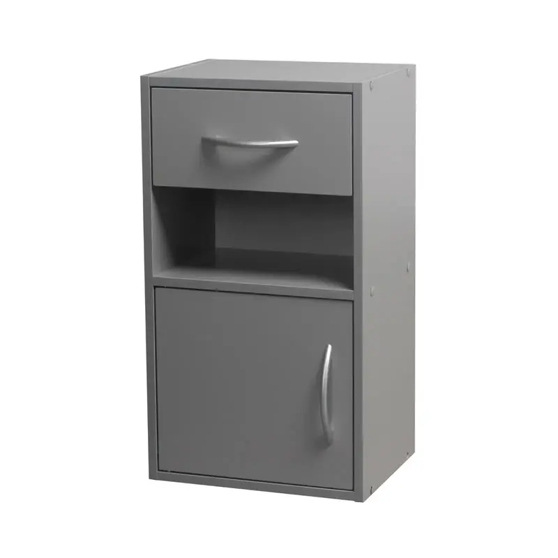 1 Door 1 Drawer Wooden Bedroom Bedside Cabinet Shelf Nightstand Side Table Unit 3
