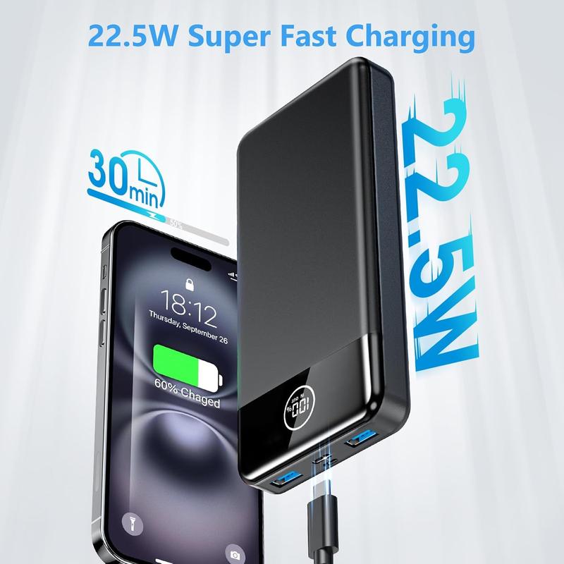 Power Bank Fast Charging 26800mAh, Portable Charger PD22.5W, PD3.0 QC4.0 USB-C/USB-A Output, Phone Battery Pack for iPhone 16 15 14 13 Plus Pro Max Mini, Glaxy 1