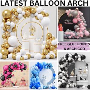 100 Pcs Balloons + Arch Kit Set 100 Glue Dots & 5 meter Arch Strip. Colourful Balloons Theme for Birthday Anniversary Baby Shower Party Christmas Any Occasion Balloon Garland. of wedding pink balloon  arch  kit light  up  letters