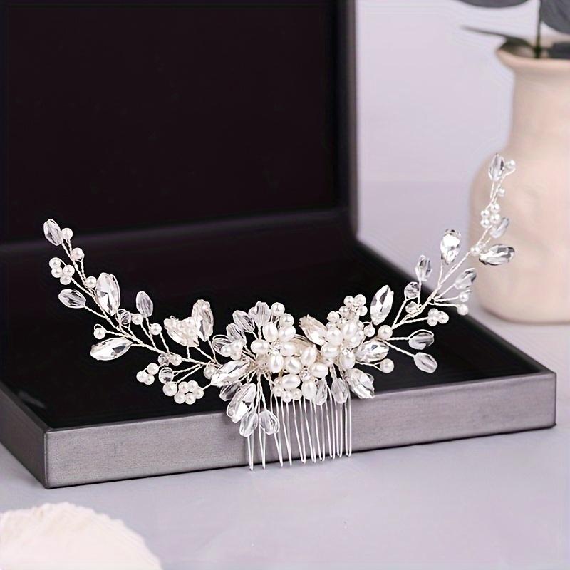 Beautiful White Pearl 1Pc Wedding Comb - Bridal Headdress, Hair Comb For Bridal 4