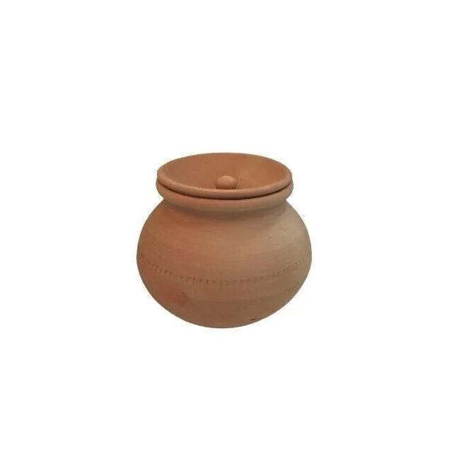 Matka Chicken Egg Biryani, unglazed earthen clay/handi pots 800ml, 14x14cm lided Cookware Traditional Meat honey pot red with handle 3