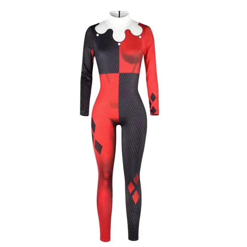 Harlequin Catsuit for Women - Circus Aerialist Costume - Garment, Cosplay, Clothing, Everyday, Medium, Print, Zipper, Womenswear