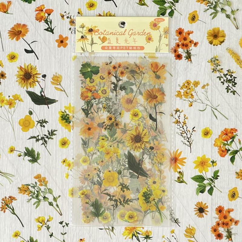 Floral PET Stickers | 6-Sheet Pack | For Journaling or Scrapbooking 1
