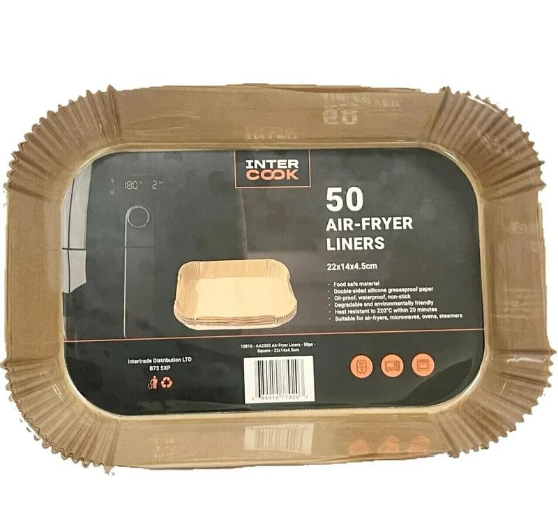 50 Air Fryer Liners Air-Fryer Double Sided Silicone Greaseproof Paper Non Stick Shape: Square 20x20cm 1
