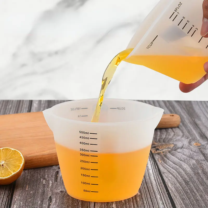 10/100/250/500ml Measuring Cup Food-Grade Silicone Measuring Jug Measuring Tools Scales Mixing Cup Kitchen Cake Baking Tool 2