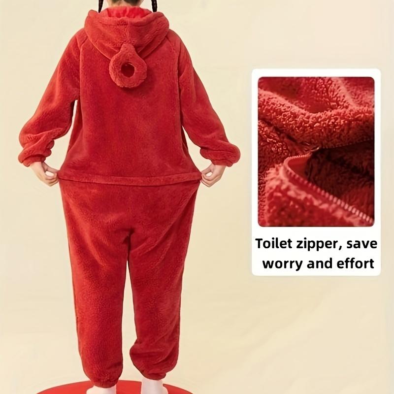 Teletubbies One-Piece Pajamas, Halloween Cartoon Role-Playing Loose One-Piece Hooded Jumpsuit Super Soft Flannel Adult Pajamas, Cute Cartoon Teletubbies Couple One-Piece Pajamas 3