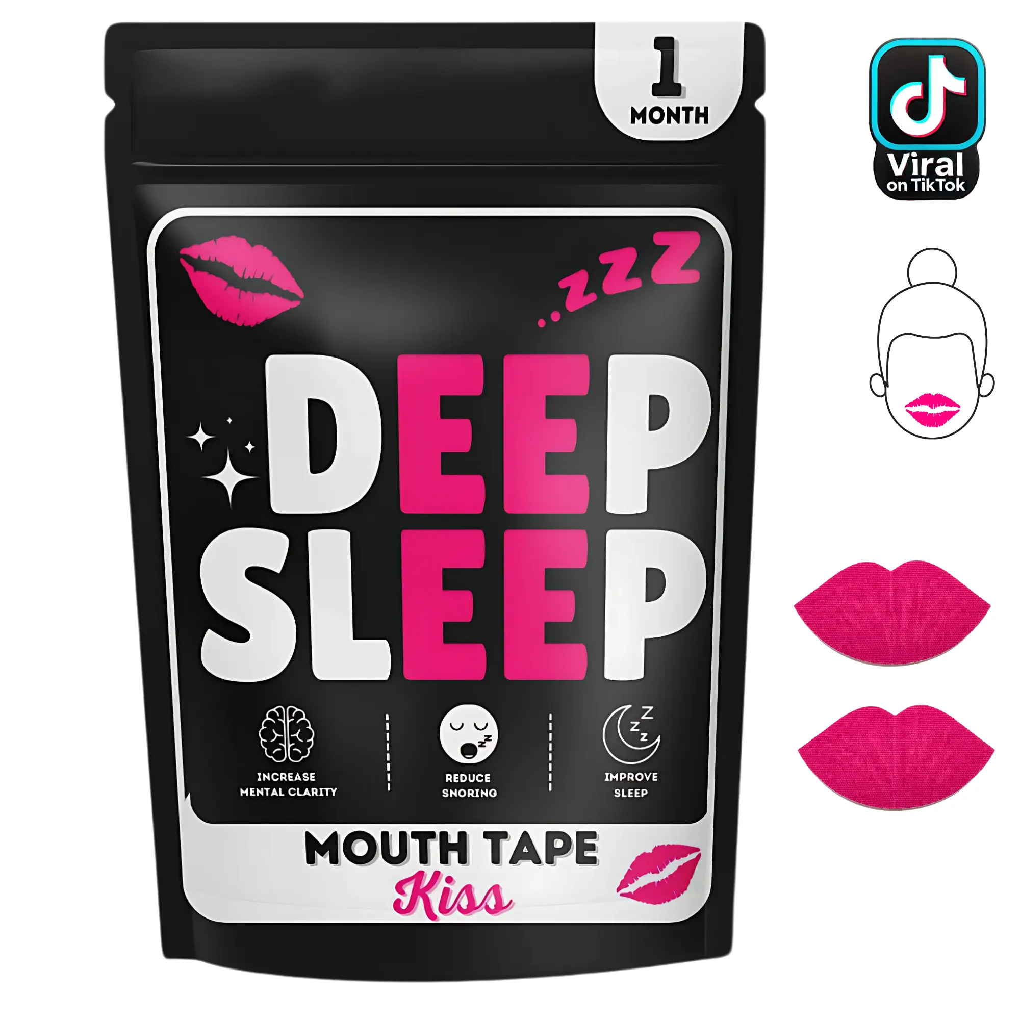Kiss Mouth Tape Snoring Aids for Women, Deep Sleep Mouth Tape For Sleeping, Sleep Mouth Tape, Anti Snoring Mouth Tape, Improved Nasal Breathing, Breathe Right Nasal Strips, Snore Stopper, Gentle On Skin, Comfort Facial, Sleep Tape, Mouth Tape (31 Tapes)