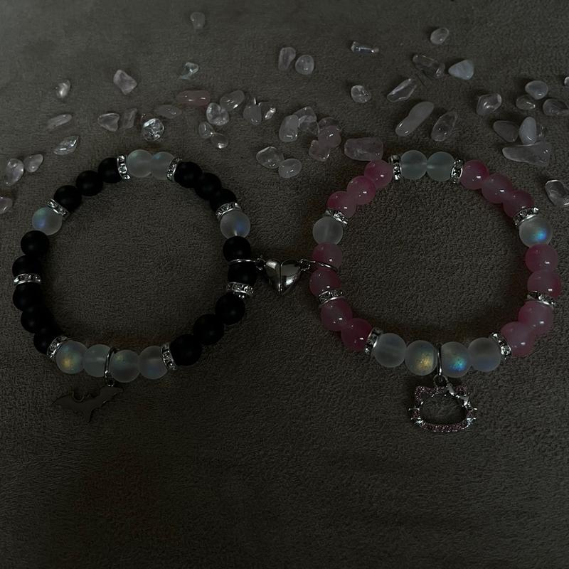 hello kitty x Bat man inspired magnetic charm bracelet set 4
