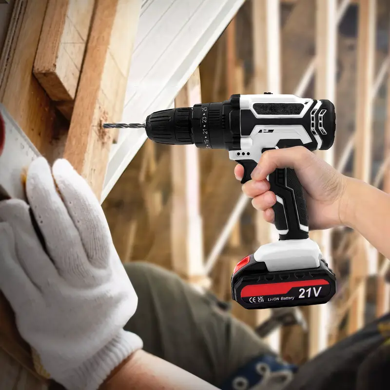 21V Cordless Combi Drill Electric Powerful Driver Screwdriver Battery LED Light 3