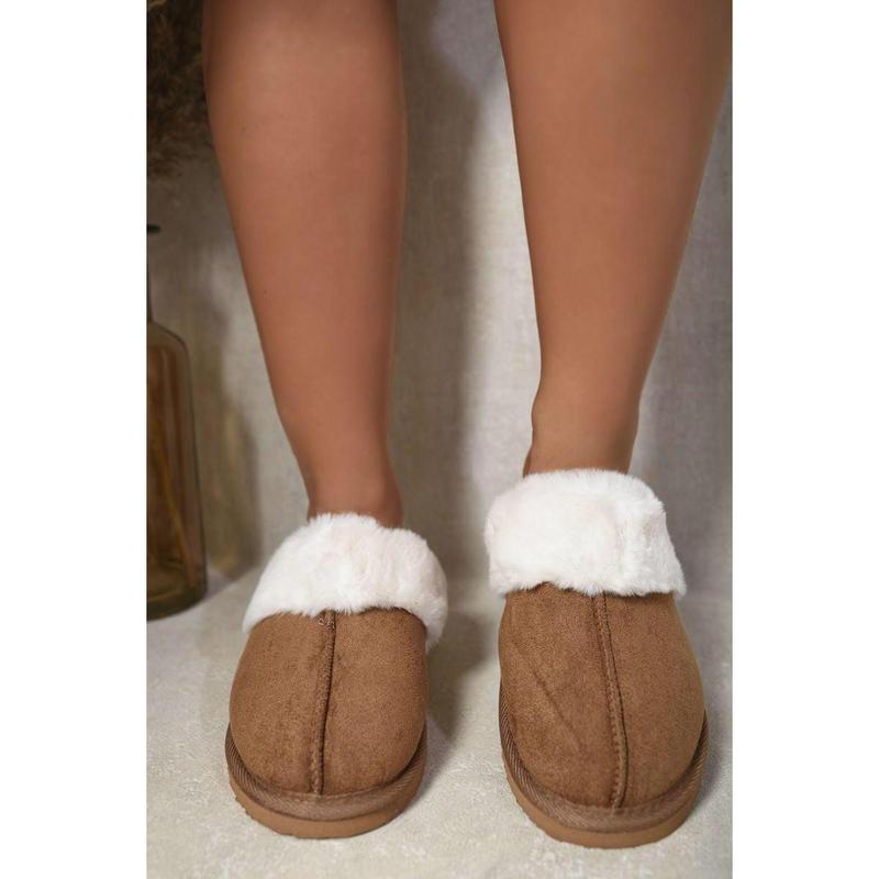 iKrush Fuzzy Faux Fur Lined Slip-on Slippers i38078  Mules Sliders Slip On Fur Lined Low Heel Regular Length Regular Fit 8
