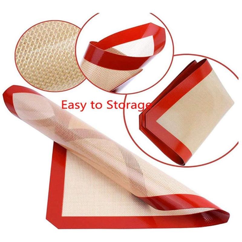 [UK Seller] 2 Silicone Baking Mat Sheet Set Oven Tray Liners Roll Mat Sheet Tray Liner Non Stick Cookie Sheets Professional Grade Bakeware Oil Cake Pastry Washable 6