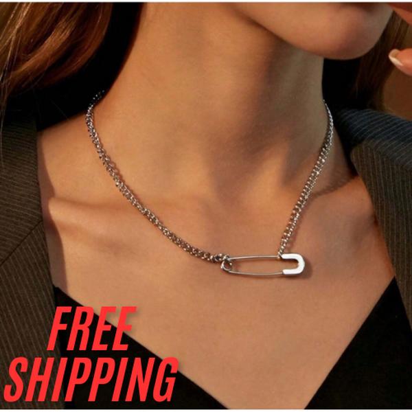 1pc Unique & Simple Safety Pin Necklace, Subtle Design Clavicle Chain Pendant, Personalized Couple Accessory unique engagement ring 0