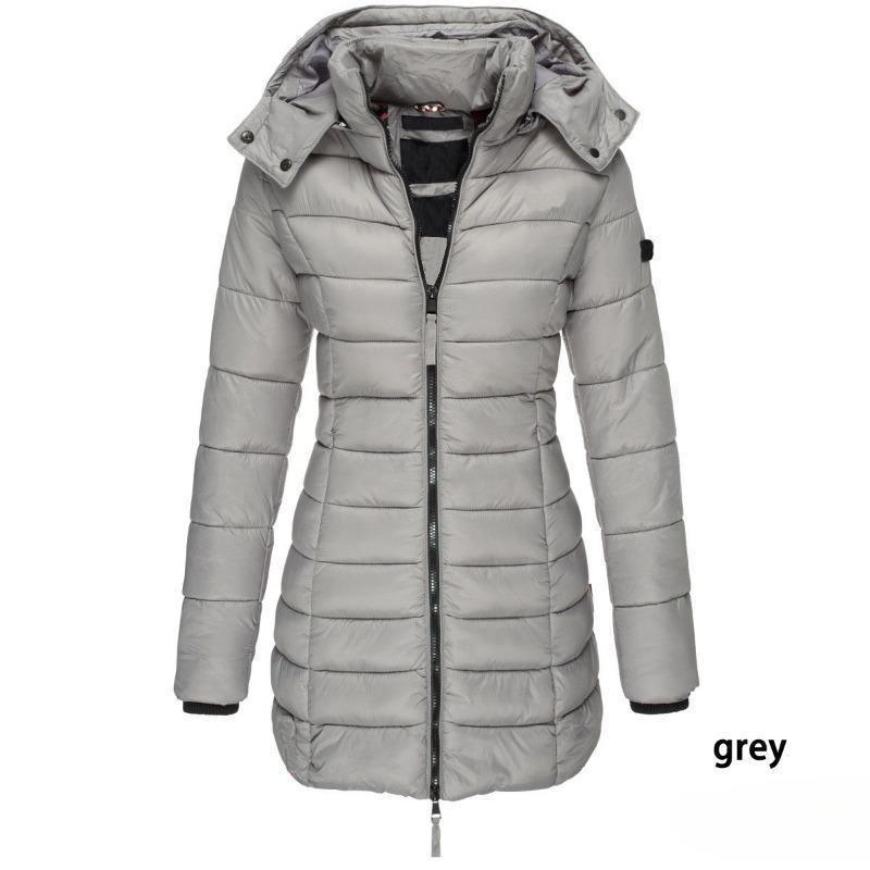 Winter Thicken Warm Women Parkas Zippers Solid Overcoat Casual Long Sleeve Padded Puffer Jacket Female Mid-length Slim Coat Top 4