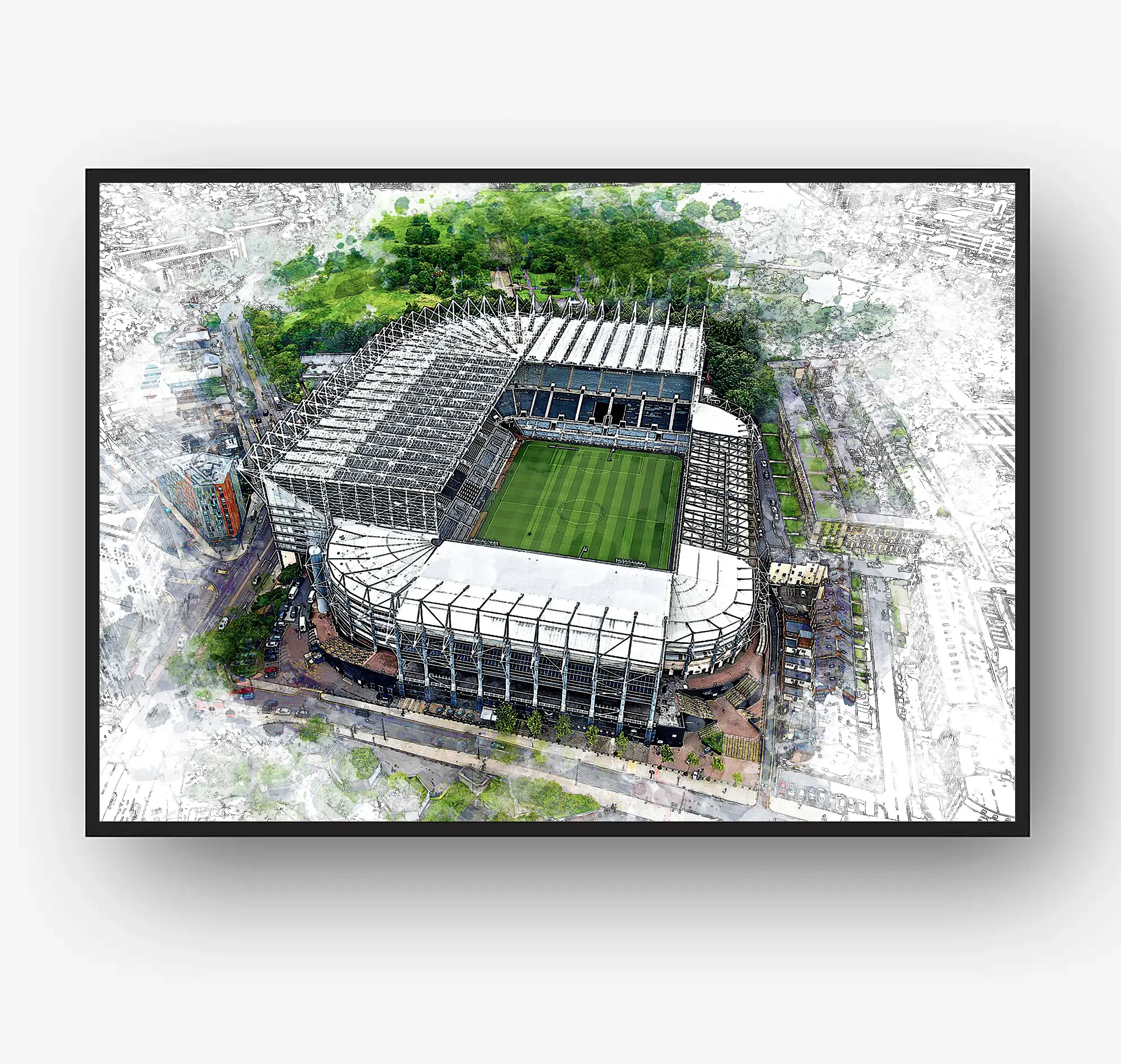 St James' Park Stadium (Newcastle United Football Club) - Wall Art Sketch/Paint Print - Various Sizes! Decor Photo