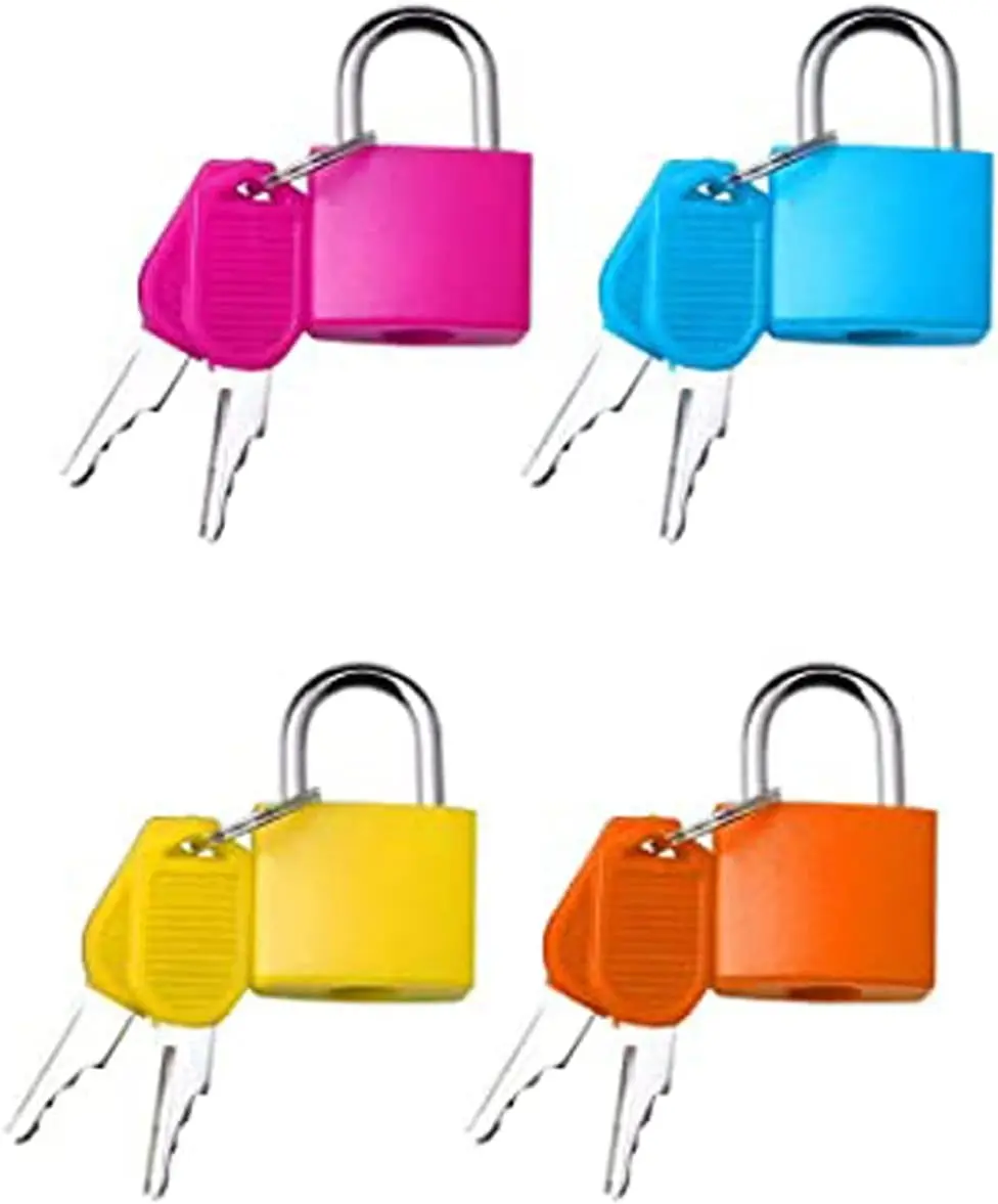 4 Pcs Suitcase Locks with Keys, Small Padlocks Luggage Locks Padlocks with Outdoor Travel Luggage Suitcase Baggage School Gym Lockers Laptop Bag